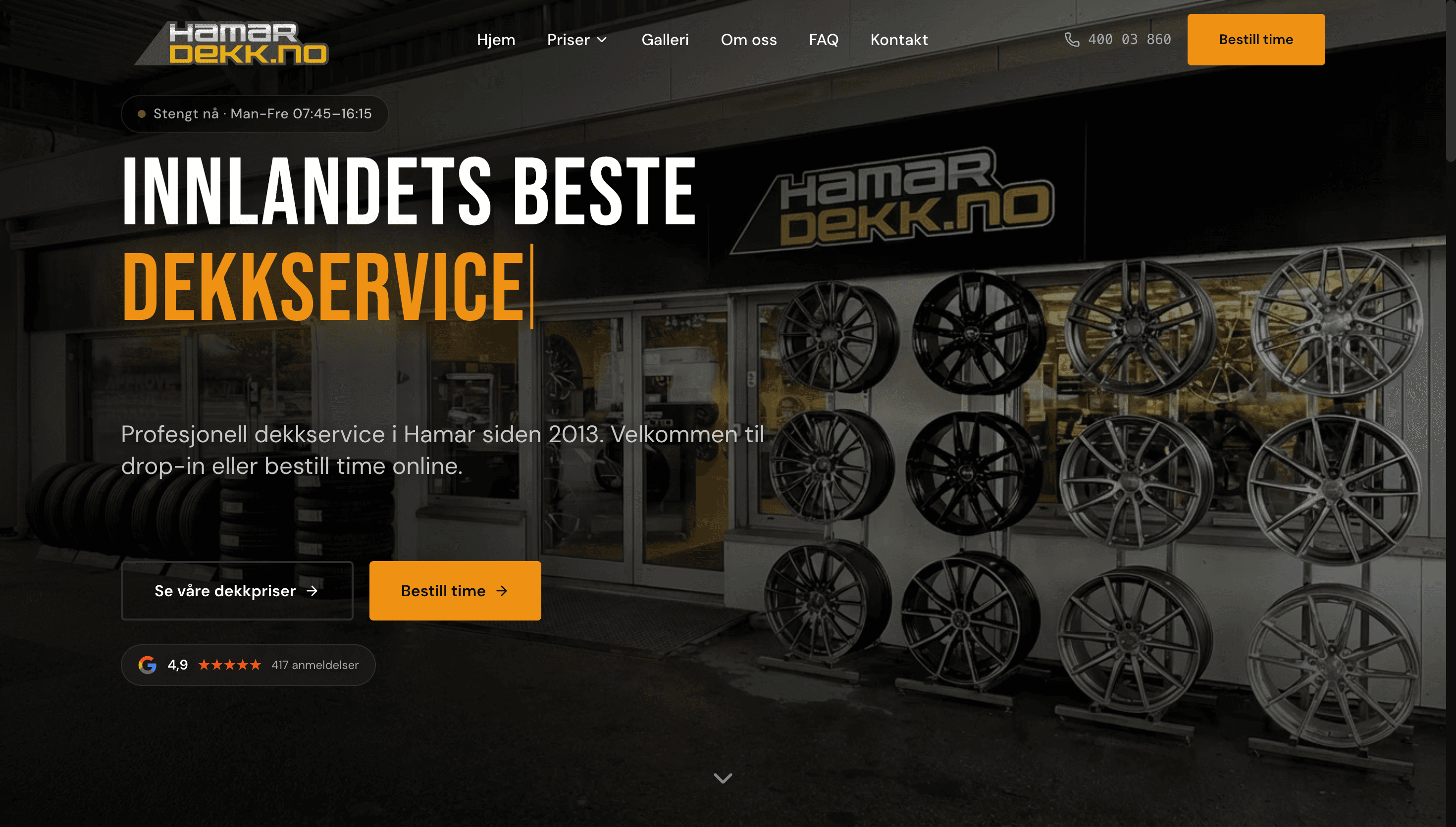 Hamar Dekk AS skjermbilde